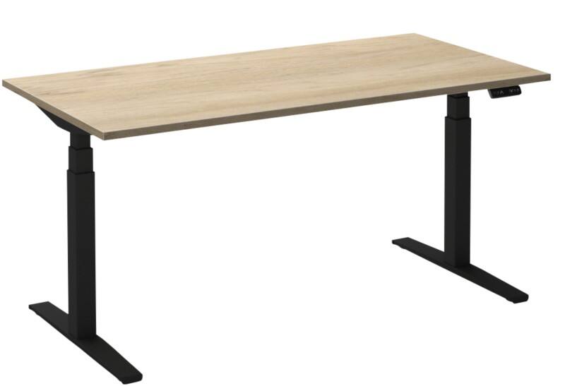 Bureau assis-debout Ceha Adjust 2 Plus Rectangulaire Blanc Chêne T-Pied 1800 (L) x 900 (P) x 1300 (H) mm Mélamine, Métal