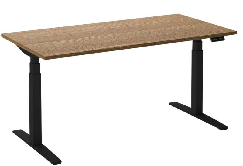 Bureau assis-debout Ceha Adjust 2 Plus Rectangulaire Tabac Chêne T-Pied 2000 (L) x 800 (P) x 1300 (H) mm Mélamine, Métal