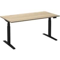 Bureau assis-debout Ceha Rectangulaire Hauteur ajustable électriquement Finition chêne rustique blanc Mélamine, métal Noir Assemblage rapide 1200 x 800 x 1300 mm