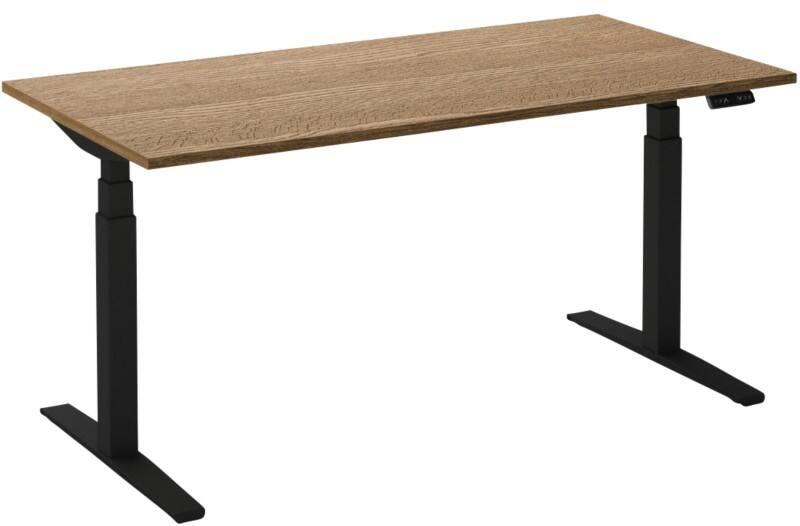 Bureau assis-debout Ceha Adjust 2 Plus Rectangulaire Tabac Chêne T-Pied 1600 (L) x 800 (P) x 1300 (H) mm Mélamine, Métal