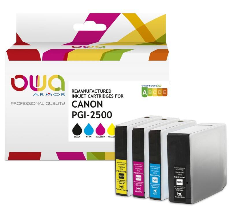 Cartouche jet d’encre OWA K10405OW Compatible Canon PGI-2500 XL Noir, cyan, magenta, jaune 4 unités