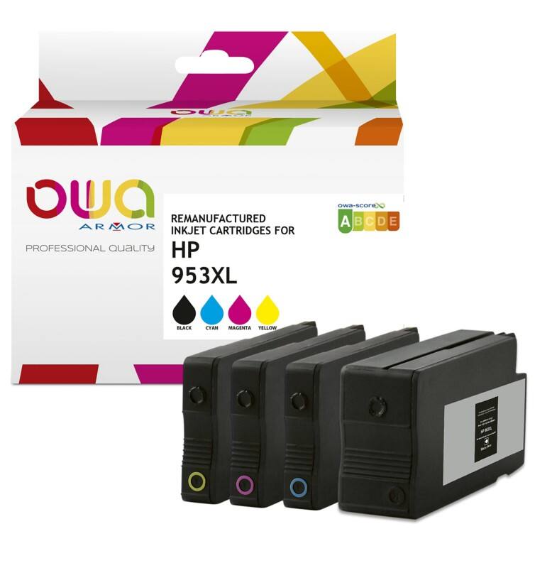 OWA 953XL Compatibel HP Inktcartridge K10452OW Cyaan, geel, magenta, zwart 4 Stuks