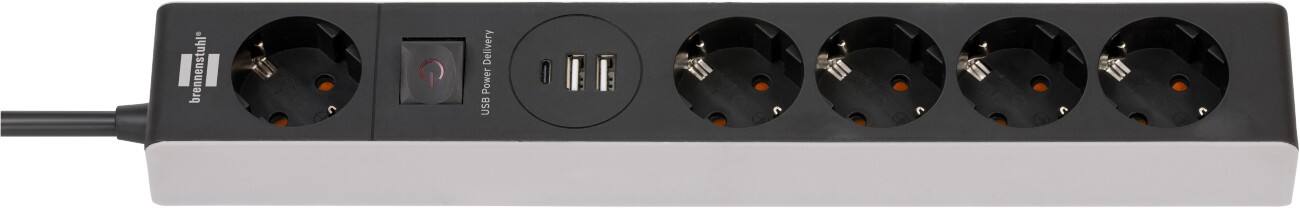 brennenstuhl Stekkerdoos met USB-C 1159780615 5 stopcontacten 1,5 m Grijs, zwart