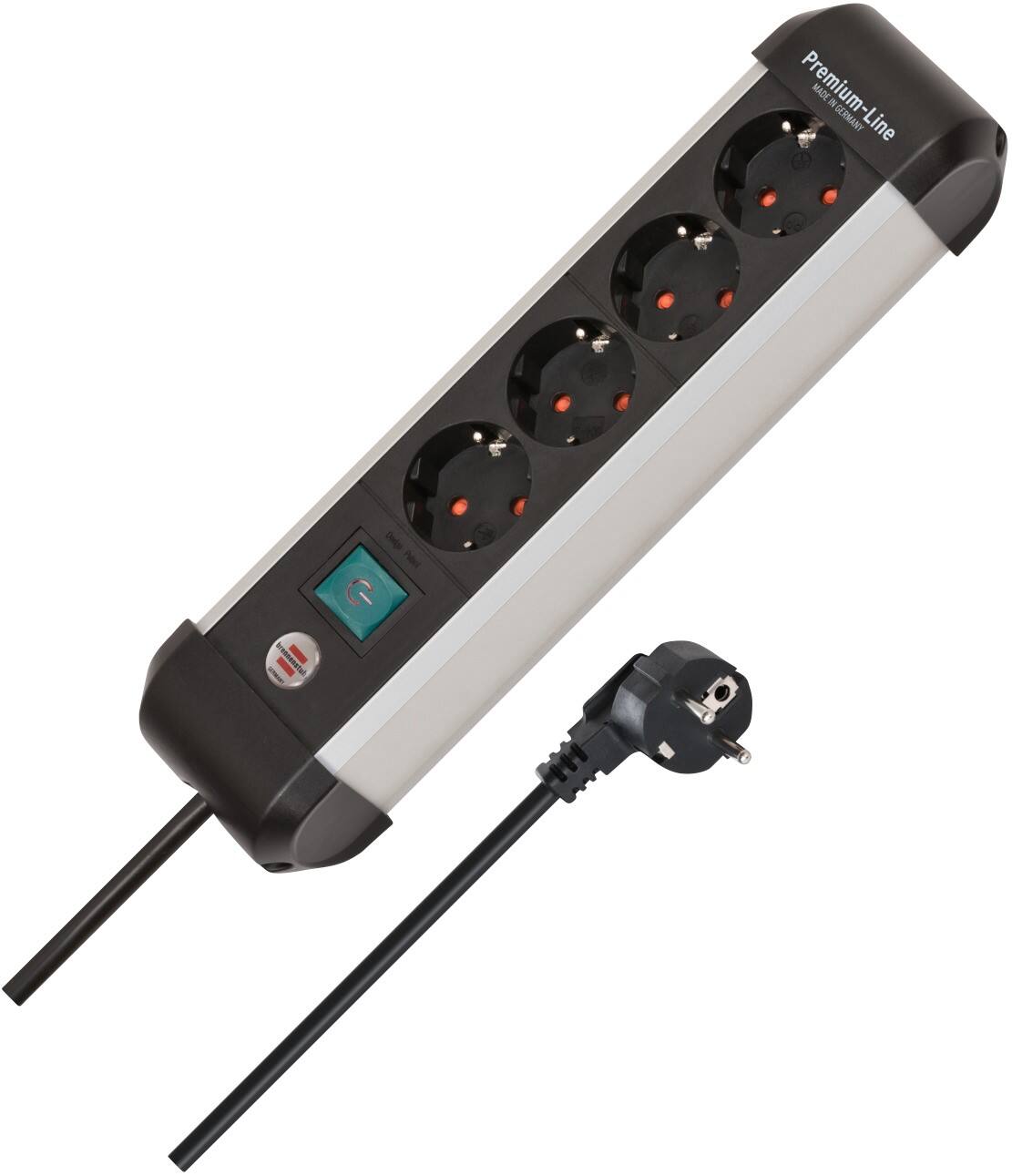 brennenstuhl Premium Alu-Line Stekkerdoos met schakelaar 1391030400 4 stopcontacten 1,8 m Grijs zwart