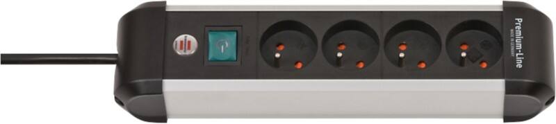 Rallonge brennenstuhl Premium-Alu-Line avec interrupteur 1391034400 4 prises BE/FR 1,8 m Argenté, noir