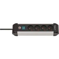Rallonge brennenstuhl Premium-Alu-Line avec interrupteur 1391034400 4 prises BE/FR 1,8 m Argenté, noir