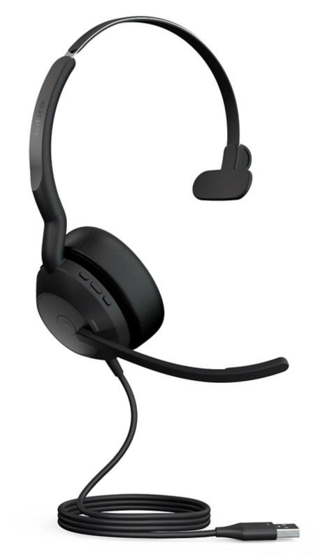 Casque audio Jabra Evolve2 Avec fil Sur tête USB Avec Bluetooth Réduction de bruit active Avec Microphone Mono Noir