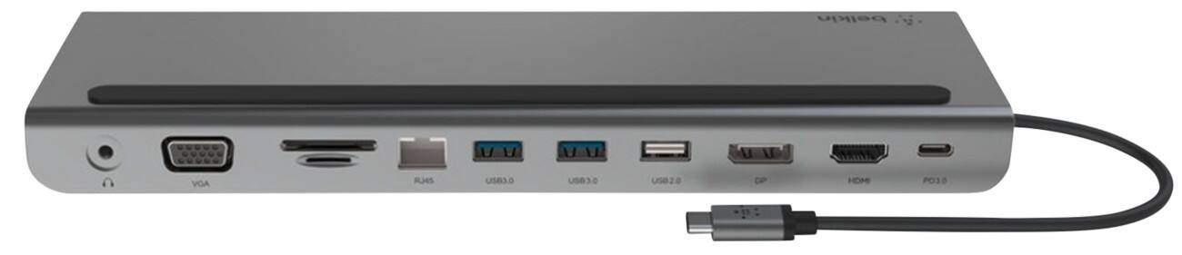 Station d'accueil Belkin INC004BTSGY Avec fil USB-C 3.2 Gen 1 (3.1 Gen 1) Gris, noir