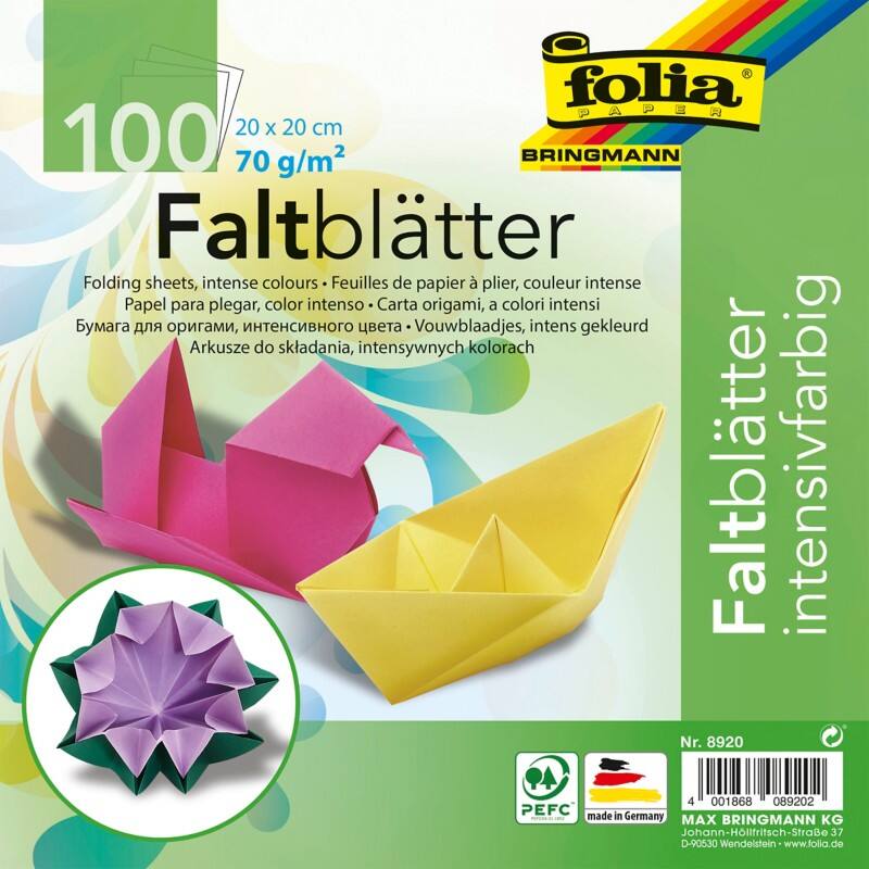 Papier de création Folia Assortiment 70 g/m² 100 Feuilles