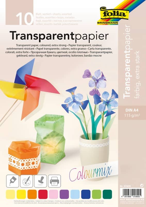 Papier traceur Folia A4 Assortiment 115 g/m² 10 Feuilles
