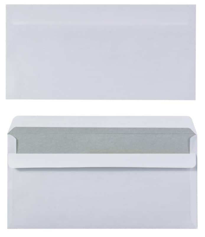Viking Enveloppen Effen DL 220 (B) x 110 (H) mm Zelfklevend Wit 75 g/m2 Pak van 100 stuks