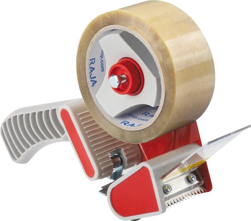 Dévidoir pour ruban adhésif d'emballage Rouge RAJA 50 (l) mm Plastique, Métal