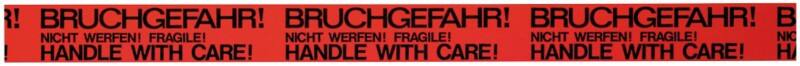 RAJA Waarschuwingstape Bruchgefahr! Handle with care! Oranje 50 mm (B) x 66 m (L) Polypropyleen RWEPP503