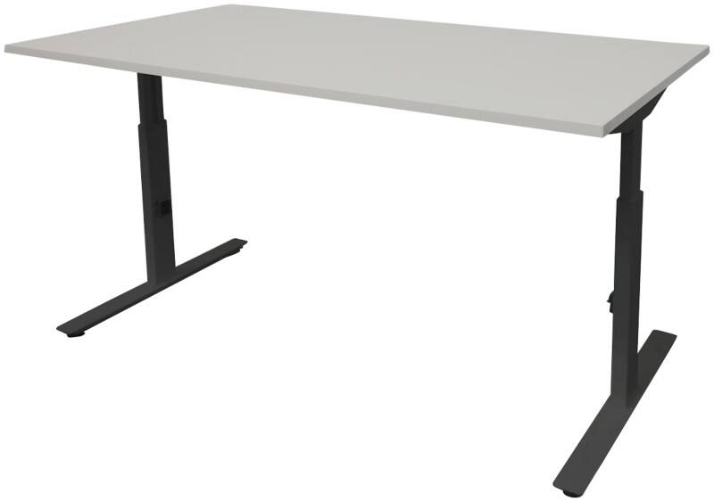 Bureau Schaffenburg Linesto Plus Hauteur ajustable Rectangulaire Gris T-Pied 1200 (L) x 800 (P) x 655 (H) mm Mélamine
