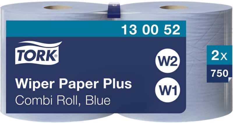 Tork Premium  Poetspapier W1, W2 Rol Blauw 2-laags 0,524 m 130052 2 Rollen à 750 Vellen