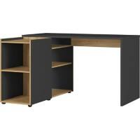 Bureau d’angle GERMANIA GW-Austin Forme libre Chêne Aggloméré recouvert de résine de mélamine Chêne, Gris foncé 1&nbsp;290 x 1&nbsp;070 x 760 mm