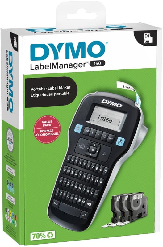 DYMO LabelManager 160 Labelmaker Voordeelverpakking Thermisch QWERTY Zwart