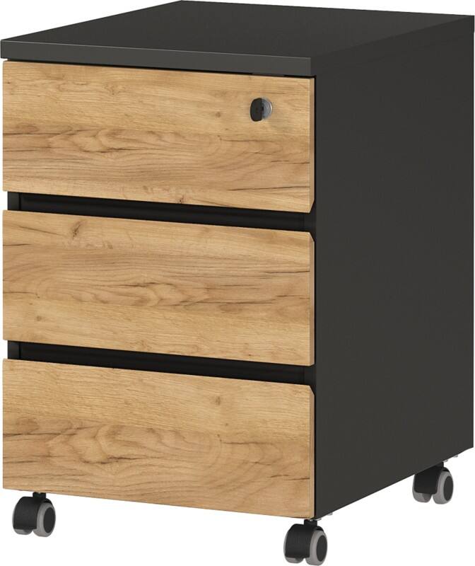 Caisson GERMANIA 3 Tiroirs Verrouillable 410 x 500 x 600 mm Chêne