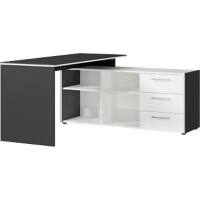 Bureau d'angle GERMANIA avec buffet intégré 4188-569 GW-Pasadena Blanc, graphite 147 x 145 x 75 cm