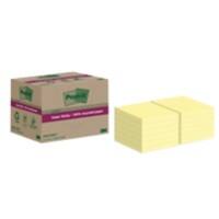 Notes Super Sticky recyclées Post-it 76 x 76 mm Jaune canari 70 notes 12 blocs