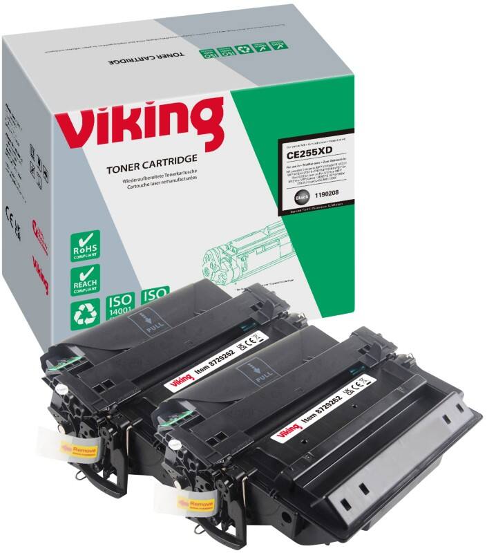 Viking 55X compatibele HP tonercartridge CE255XD zwart duopak 2 stuks