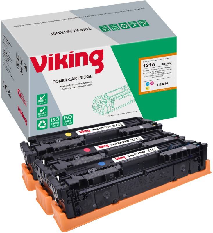 Viking 131A compatibele HP tonercartridge U0SL1AM cyaan, magenta, geel multipak 3 stuks