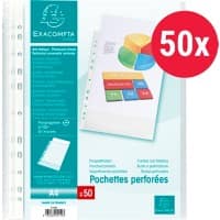 Pochettes perforées Exacompta A4 Granuleux Transparent 0,05 mm Polypropylène Ouverture en haut 5150E 50 unités