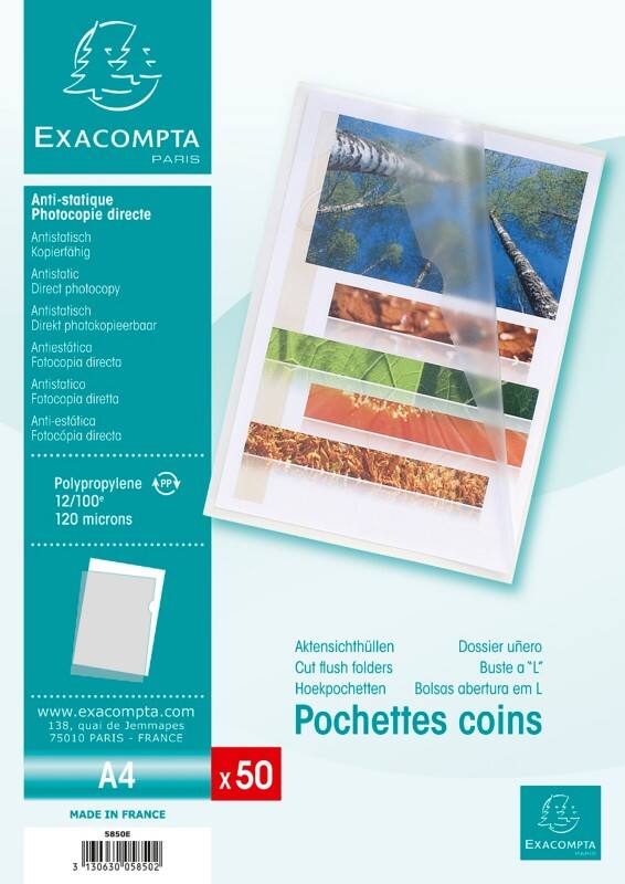 Exacompta L-map A4 Transparant PP (Polypropeen) 50 Stuks
