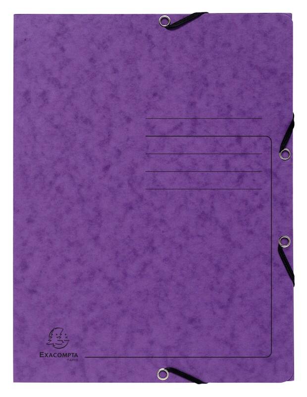 Exacompta 3-klepsmap elastiek 55408E Paars Gewafeld karton 25 Stuks