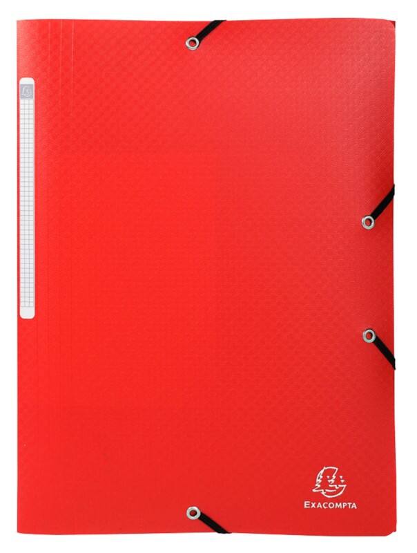 Exacompta OpaK 3-klepsmap 55085E PP (Polypropyleen) Elastiek 24 (B) x 0,2 (D) x 32 (H) cm Rood 50 Stuks