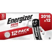 Pile bouton Energizer CR2016 Lithium-dioxyde de manganèse (Li-MnO2) 3 V 12 unités