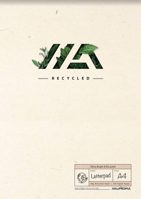 AURORA Shine Bright & Recycled Notitieboek A4 Gelinieerd Dubbele spiraal Natuurlijke vezels Zachte kaft Crème Geperforeerd 100 pagina’s