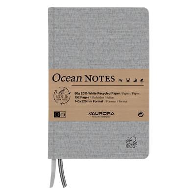 AURORA Ocean Linen Notitieboek Speciaal formaat Gelinieerd Genaaid Harde rug Grijs Niet geperforeerd 192 pagina's