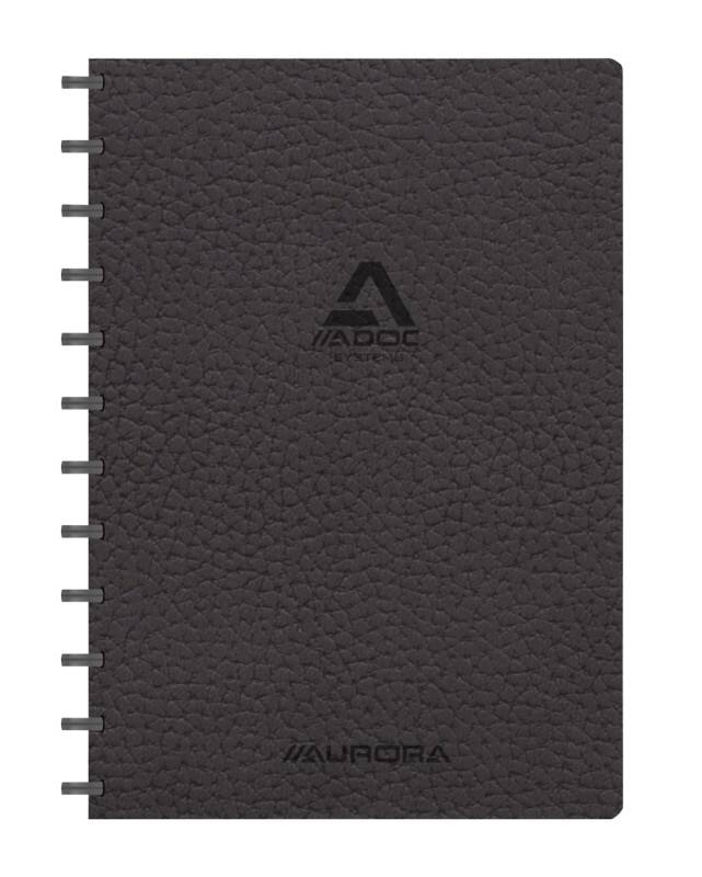Cahier Adoc ADOC Business A4 Ligné Plastique Reliure latérale Cuir artificiel Couverture souple Noir Non perforé 144 pages