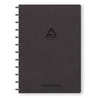 Cahier Adoc ADOC Business A4 Quadrillé Plastique Reliure latérale Cuir artificiel Couverture souple Noir Non perforé 144 pages