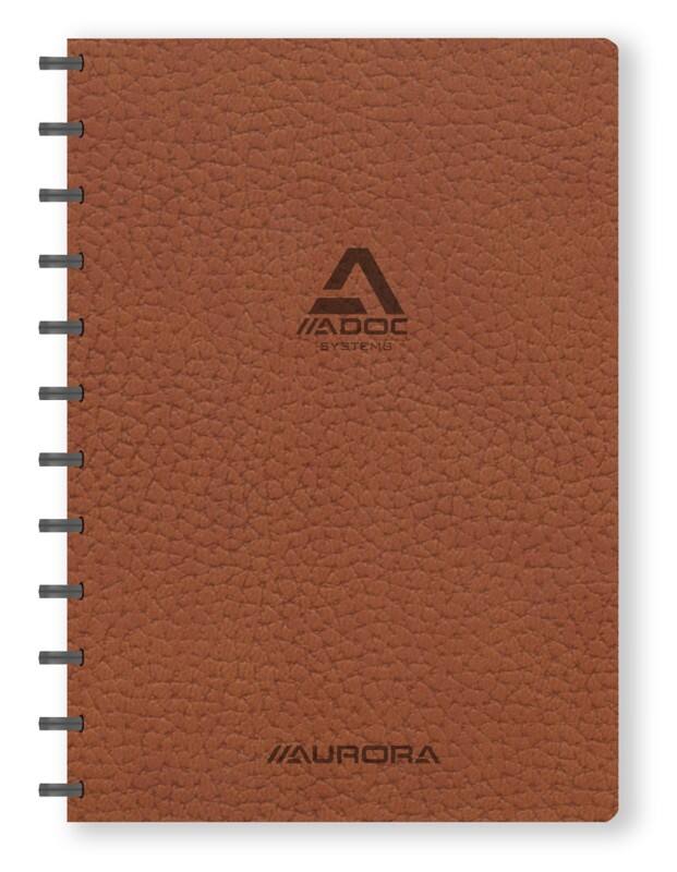 Cahier Adoc ADOC Business A4 Quadrillé Plastique Reliure latérale Cuir artificiel Couverture souple Brun Non perforé 144 pages