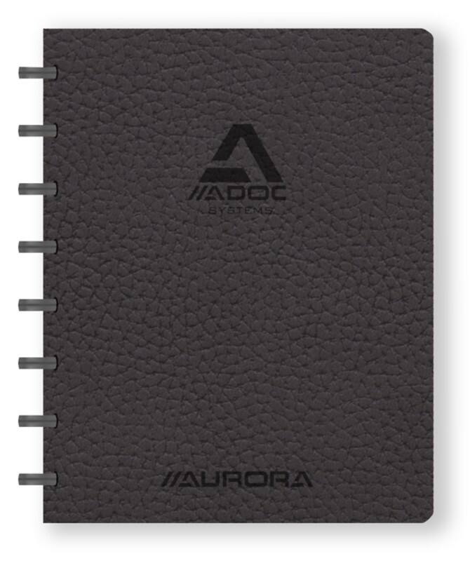 Cahier Adoc ADOC Business A5 Quadrillé Plastique Reliure latérale Cuir artificiel Couverture souple Noir Non perforé 144 pages