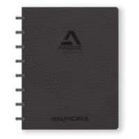 Cahier Adoc ADOC Business A5 Quadrillé Plastique Reliure latérale Cuir artificiel Couverture souple Noir Non perforé 144 pages