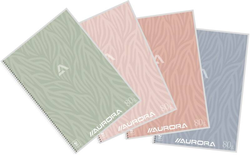 Cahier Aurora Writing 80g A4 Ligné Reliure latérale à spirale Couverture souple Assortiment Non perforé 120 pages