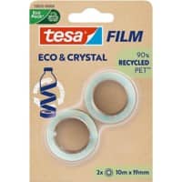 Ruban adhésif tesa tesafilm Eco & Crystal Transparent 19 mm (l) x 10 m (L) PET (Polytéréphtalate d'éthylène) 2 Rouleaux