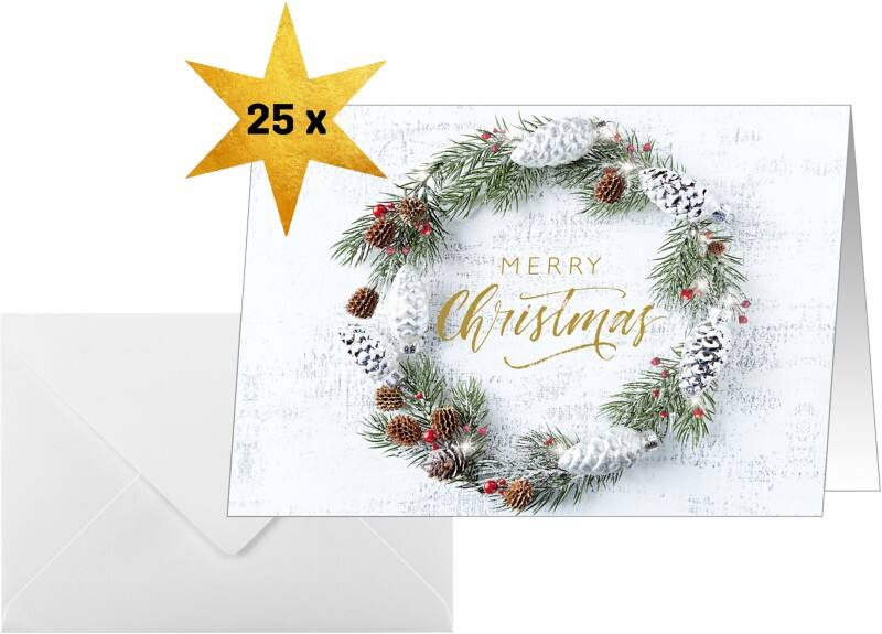 Carte de Noël Sigel 250 g/m² 21,1 x 15,1 cm Blanc, vert 25 Unités