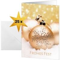 Carte de Noël Sigel Joy A6 250 g/m² Blanc, doré 21,1 x 2 x 15,1 cm 25 unités