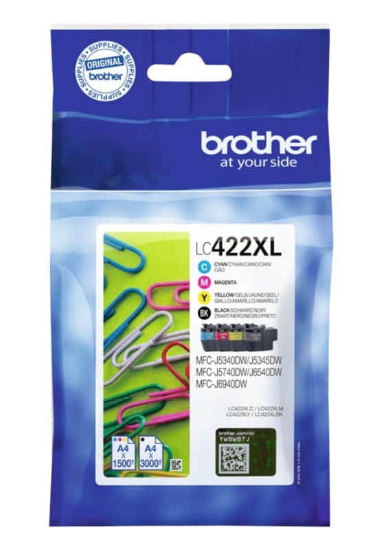 Cartouche jet d’encre Brother LC422XLVAL D'origine Noir, Cyan, Magenta, Jaune Multipack 4 unités 
