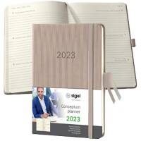 Agenda Sigel 2023 A6 1 Semaine sur 2 pages Plastique, papier Taupe Allemand, Anglais, Français, Néerlandais