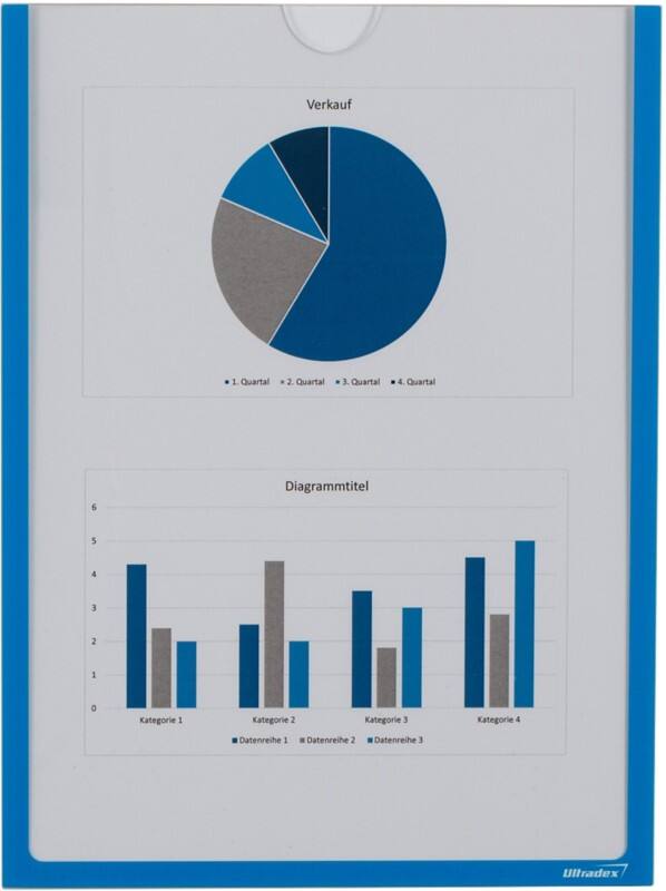 Ultradex A4 Displayframe Magnetisch Blauw 920507 22,5 (B) x 30,2 (H) cm 5 Stuks