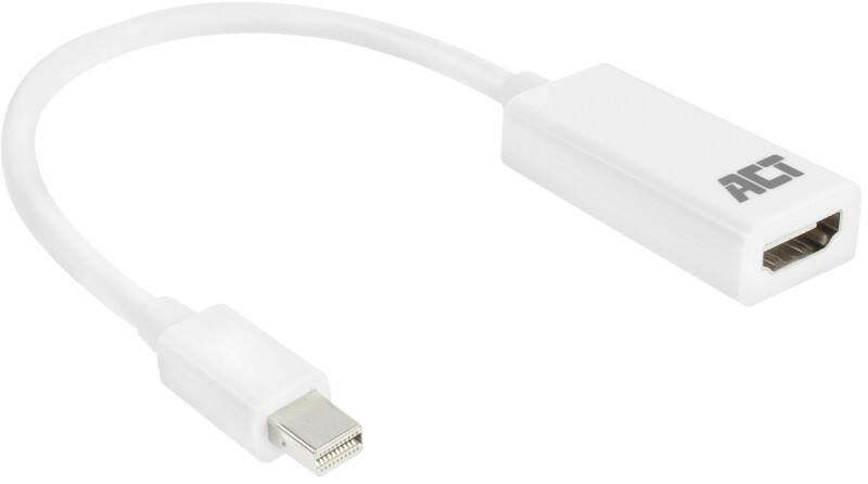 ACT Mini DisplayPort Mannelijk naar HDMI AC7525 Wit 0.15 m
