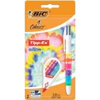 BIC 4 Colours Decor Balpen Blauw, groen, rood, zwart Medium 0,4 mm Navulbaar en Tipp-Ex Mini Pocket Mouse Decor