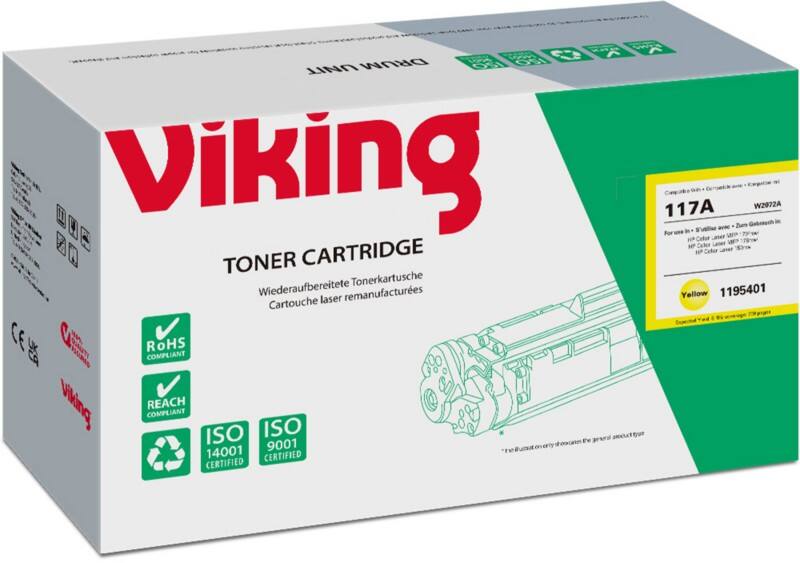 Viking 117A Compatibel HP Tonercartridge W2072A Geel