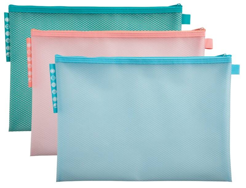 Sachet zip Exacompta Kreacover 37150E Zip PP (Polypropylène), EVA (Éthylène-acétate de vinyle) Paysage 35,5 (l)0,4 (P)25,5 (H) cm Assortiment 3 Unités