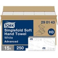 Tork Advanced Recycled Handdoek H3 Wit 1-laags 290143 15 Stuks à 250 Vellen